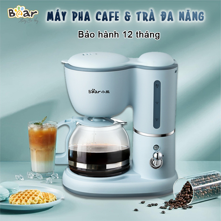 [ BẢO HÀNH CHÍNH HÃNG 12 THÁNG ] Máy pha cafe tự động Bear bản mới 2021 - Máy pha trà - Model KFJ-A06K1 chính hãng - Máy pha coffee mini siêu xinh - Máy pha café