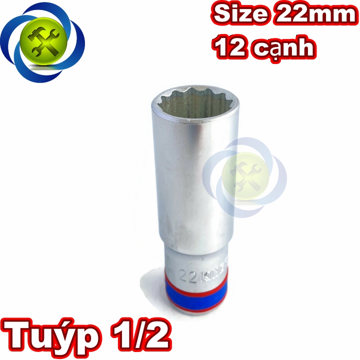 Tuýp 22mm 1/2 kingtony 423022m loại dài 12 cạnh màu trắng