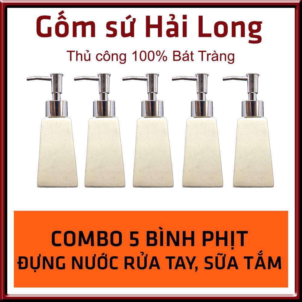 Combo 5 bình đựng đầu gội sữa tắm bằng sứ cao cấp hình thang