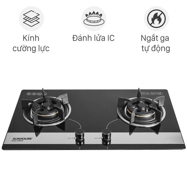 Bếp gas âm sunhouse shb8836 chính hãng 100%đánh lửa ic,ngắt gas tự động,đầu đốt 3 vòng lửa tiết kiệm gas-bh 12 tháng