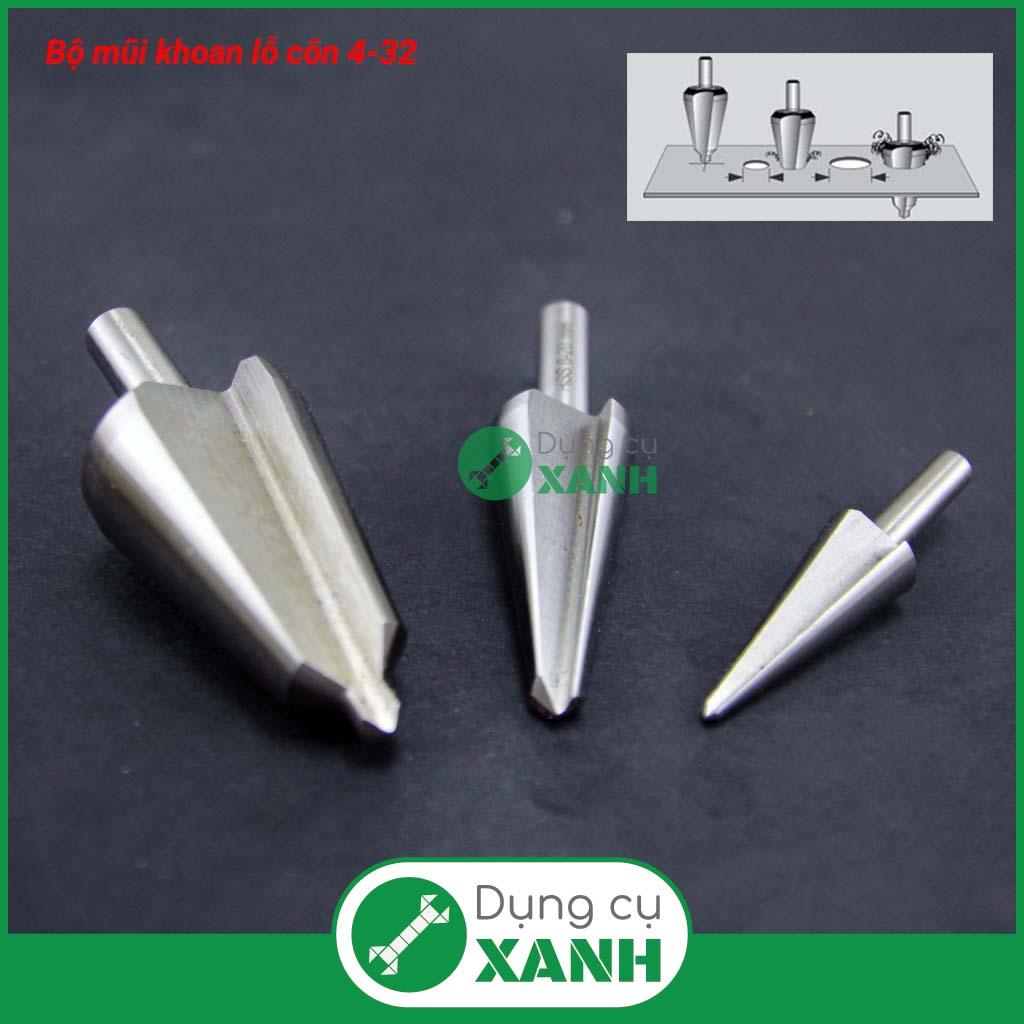 Bộ mũi khoan lỗ côn khoan nón 4-32mm hộp gỗ