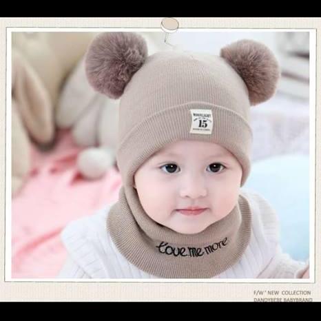 Bộ mũ và khăn len dễ thương baby cho bé loại 1