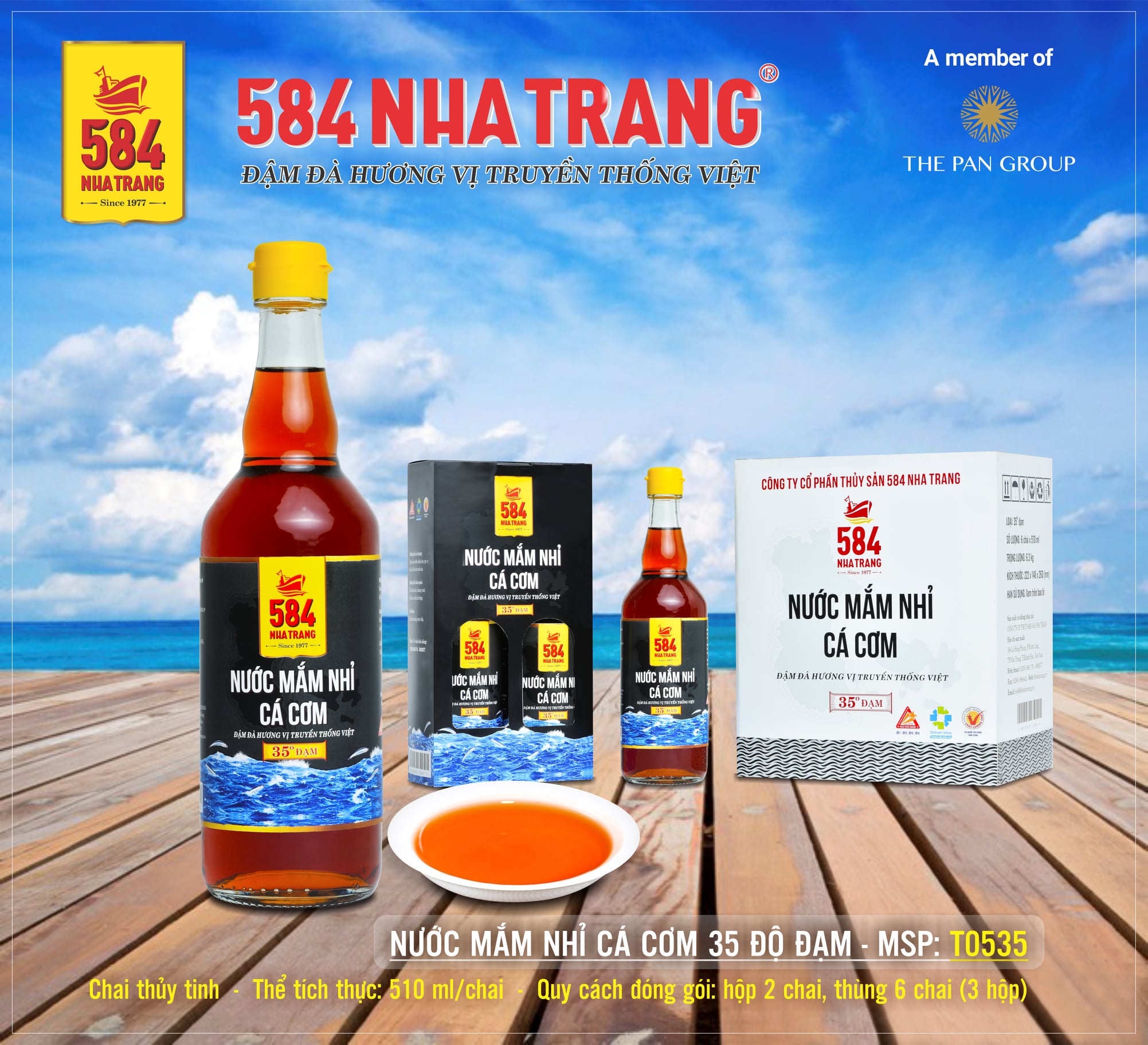 Nước Mắm 584 Nha Trang Chai Nhựa 35 Đạm_PM35 500ml x 1 Chai
