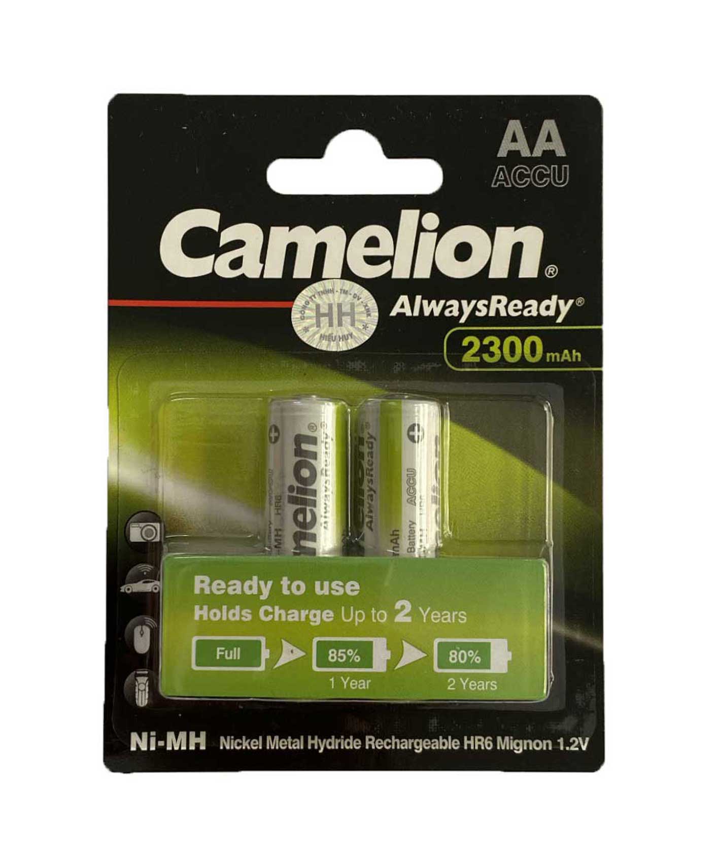 Pin camelion nh-aa2300arbp2 pin sạc aa 2300mah 1.2v camelion alwaysready nh-aa2300arbp2 vỉ 2 viên
