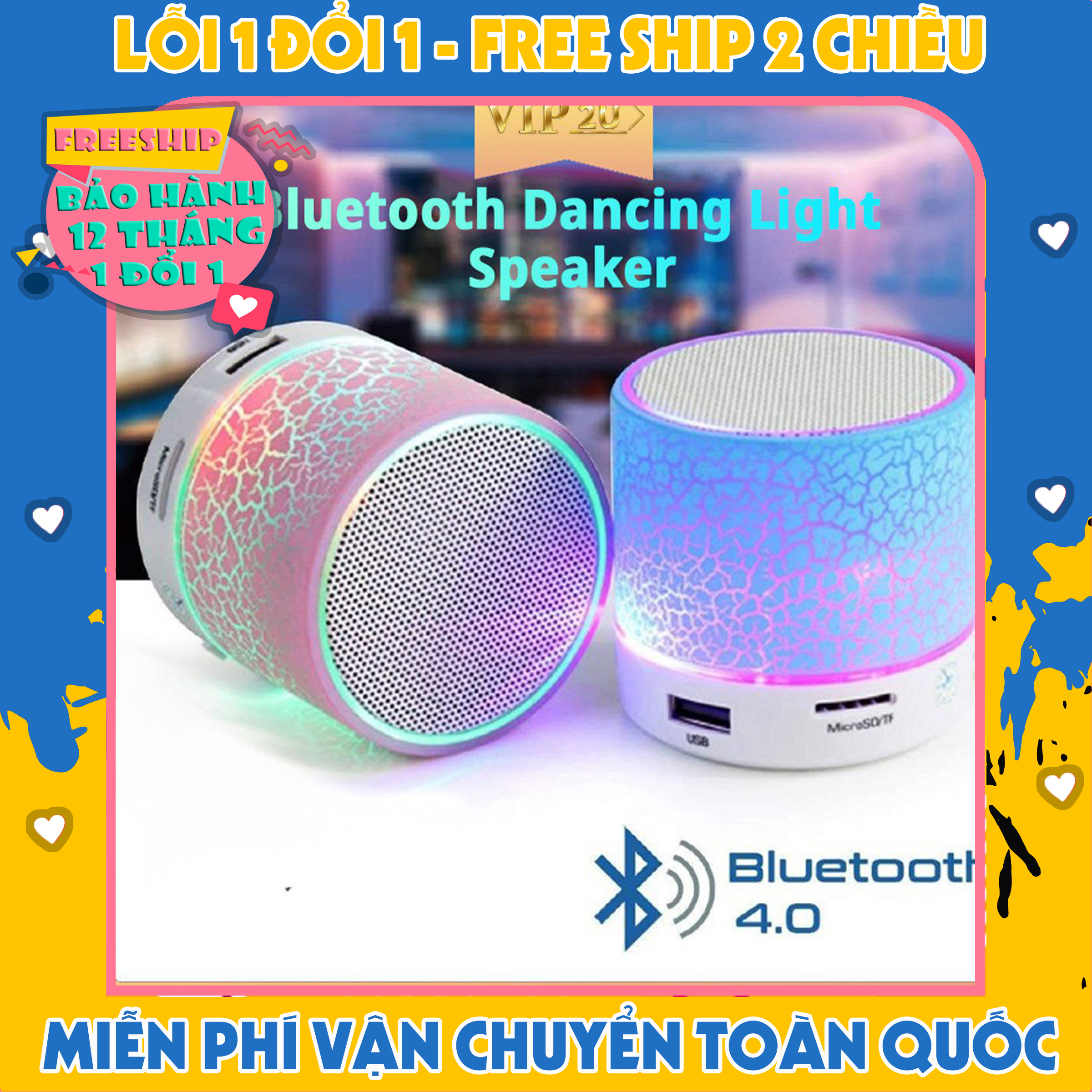 Loa bluetooth mini a9 có đèn led nháy theo nhạc cực chất