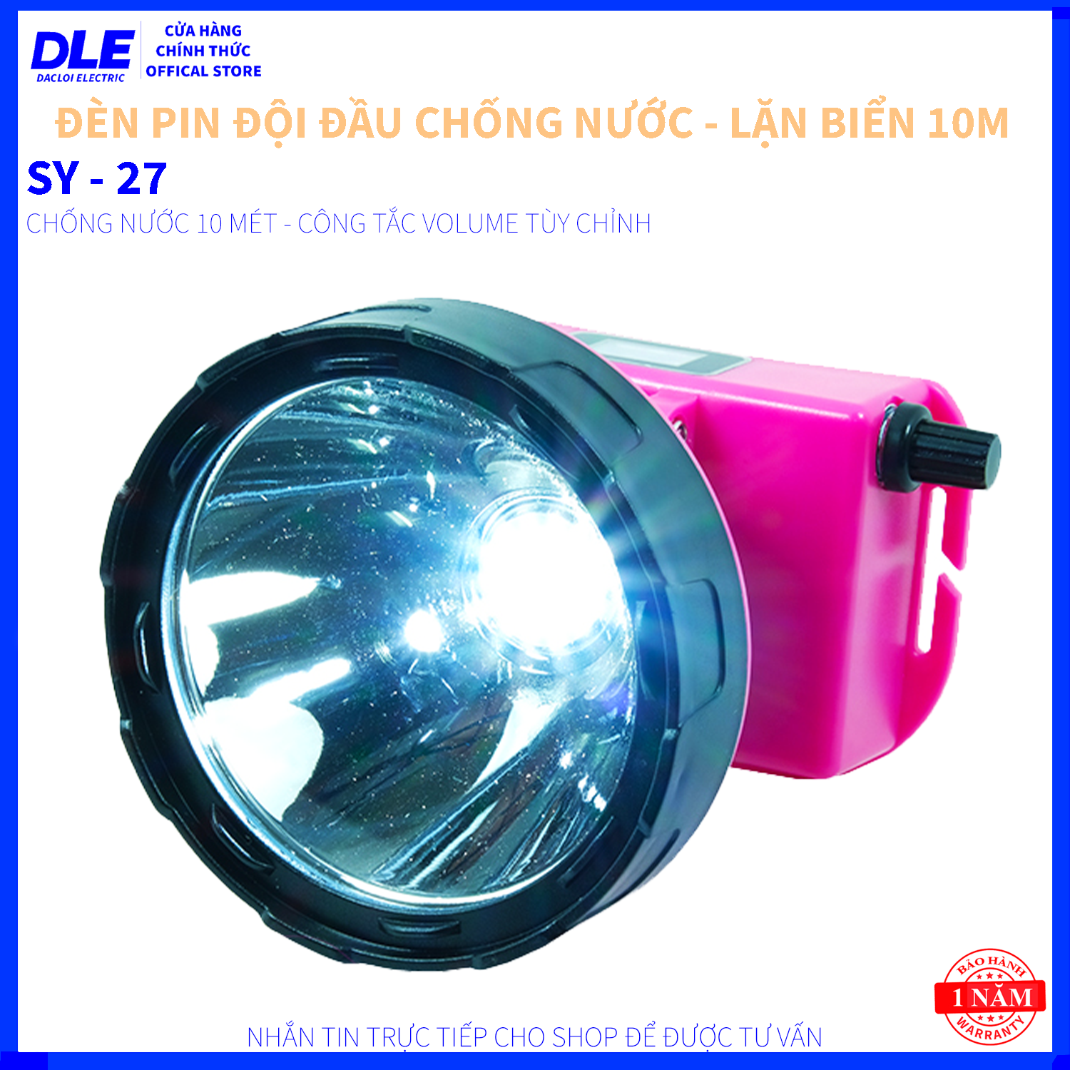 ĐÈN PIN ĐỘI ĐẦU SY 27 - 3 CỤC PIN - NHẬP KHẨU THÁI LAN - TRÁ ĐÈN 11CM - ÁNH SÁNG TRẮNG HOẶC VÀNG