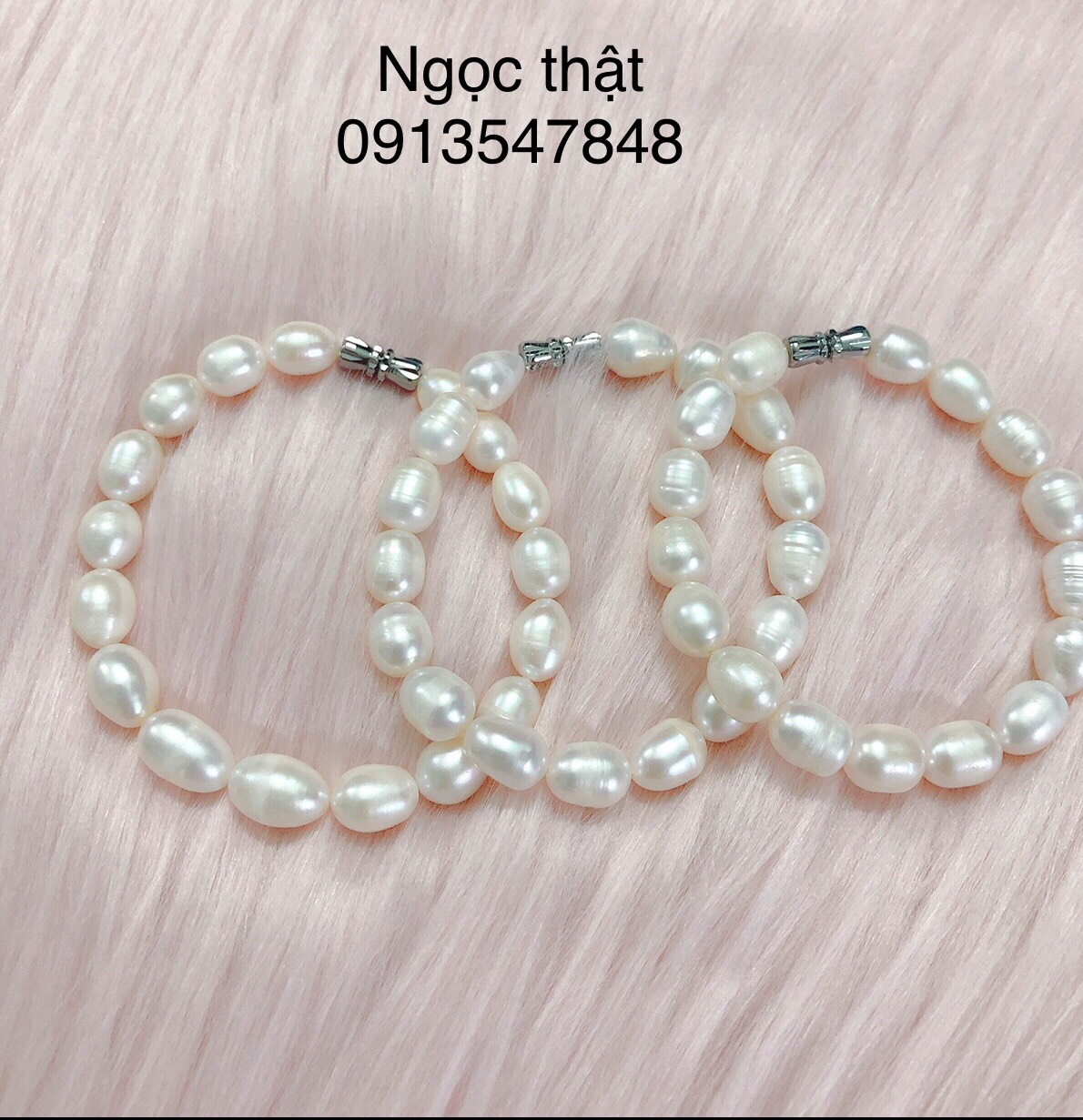 Vòng tay ngọc trai nuôi hạt gạo tự nhiên 8ly