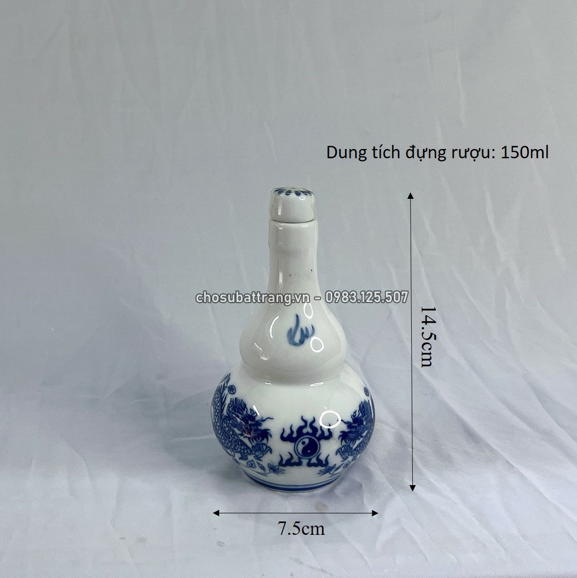 Nậm thờ rồng phượng xanh lam - đồ thờ cúng trên bàn thờ