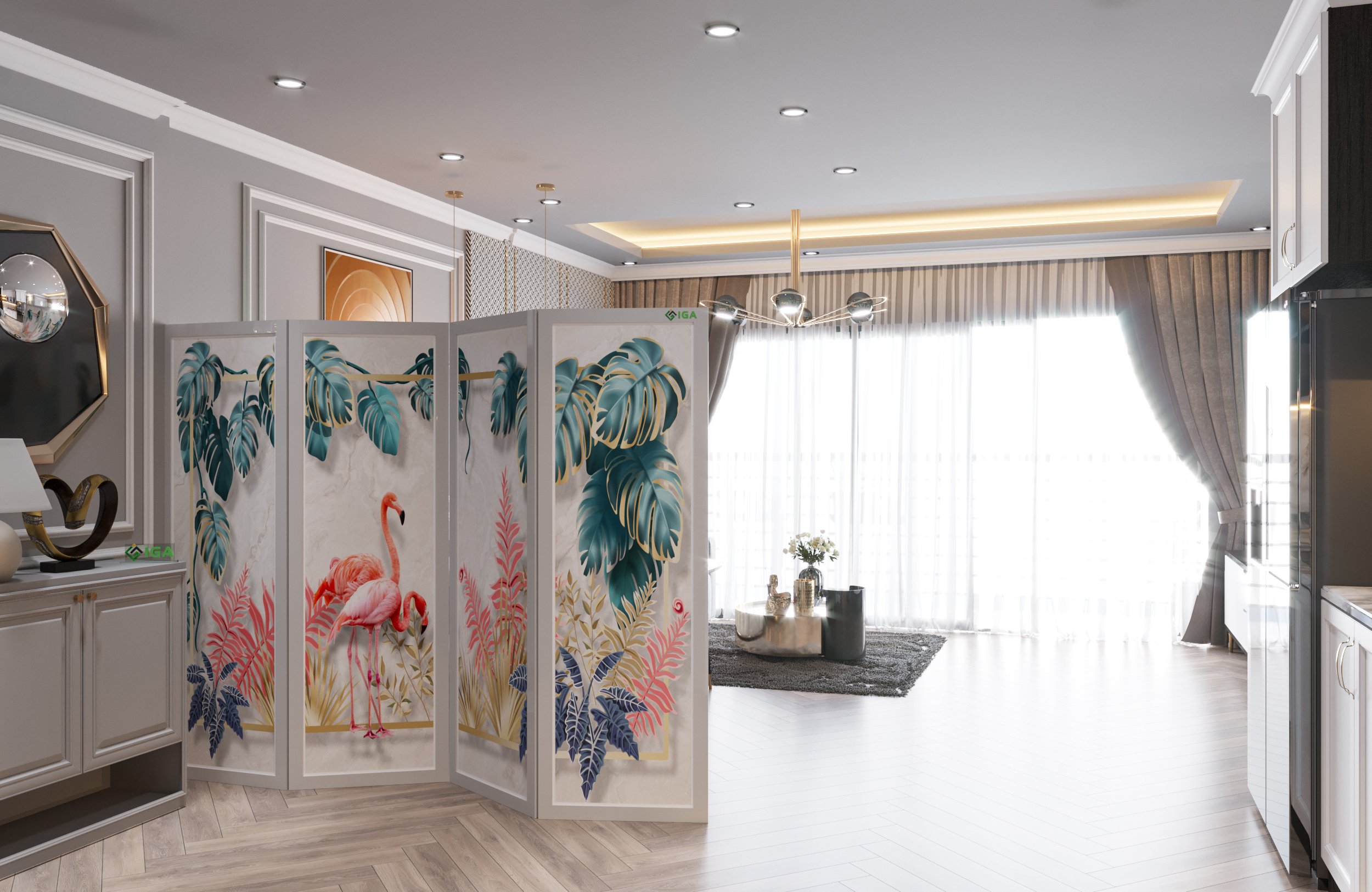 Bình Phong Phong Thủy IGA Hiện Đại Trang Trí Nhà Ấn Tượng Đón Tết - BP.IN 03