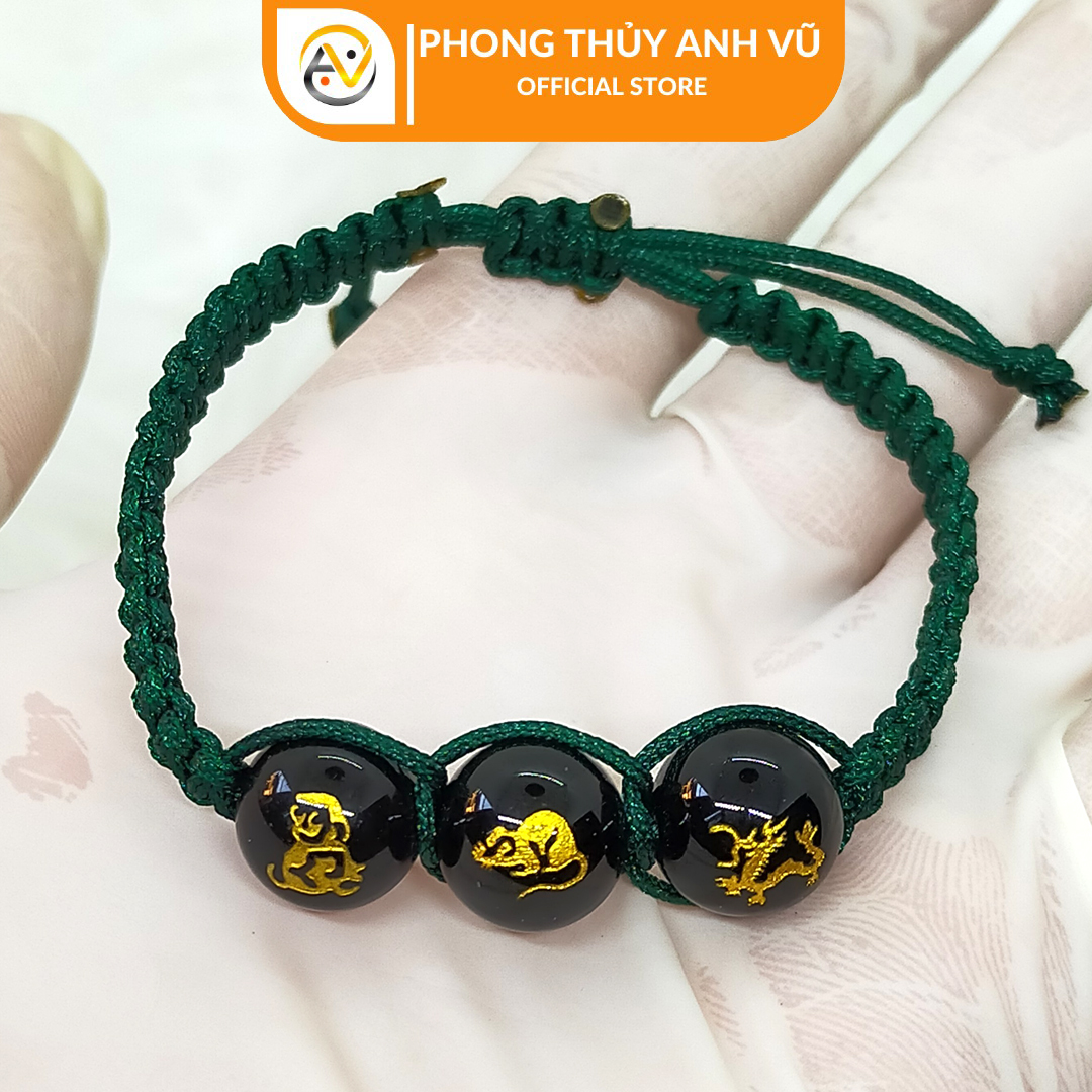 Vòng tết chỉ đỏ tam hợp thân tý thìn - Vòng chỉ đỏ may mắn tài lộc - Chỉ tết đá mã não đỏ