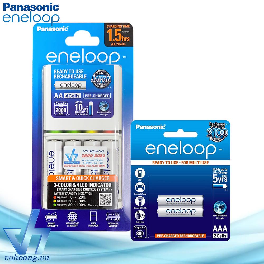 Sạc nhanh cao cấp 1.5 giờ Panasonic tự ngắt sạc, kèm 4 pin AA + 2 pin AAA