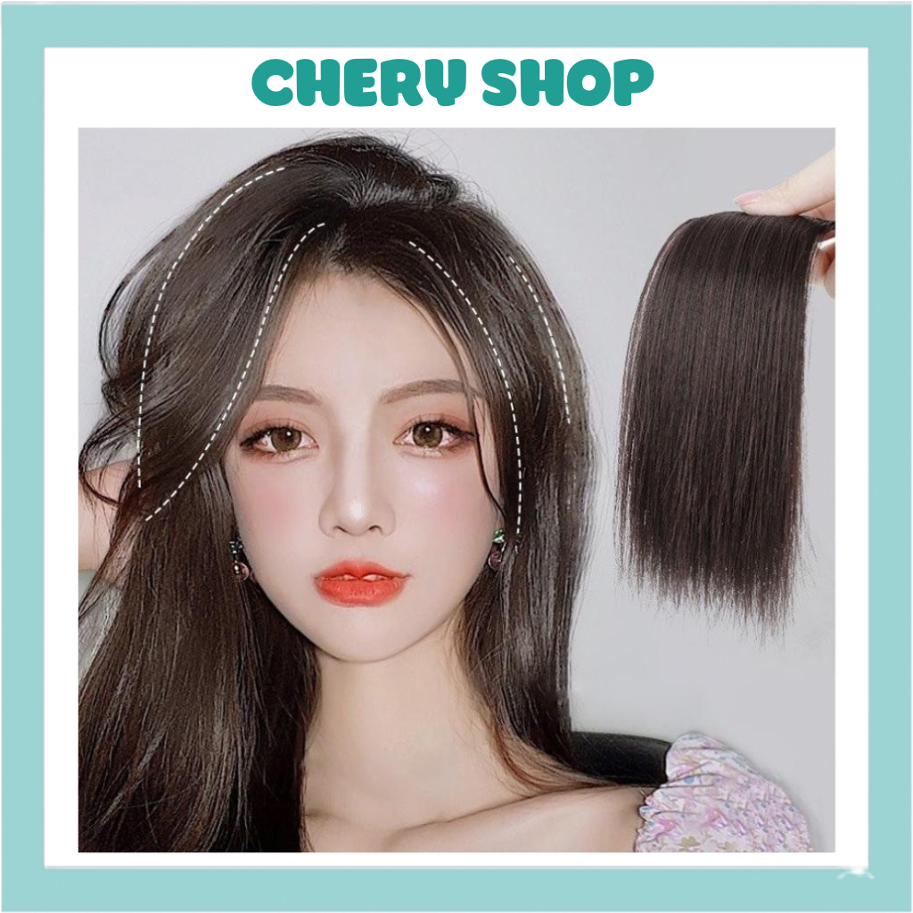 Tóc mái giả che hói, tóc giả kẹp phồng che hói mái tóc loại dày mượt 25cm