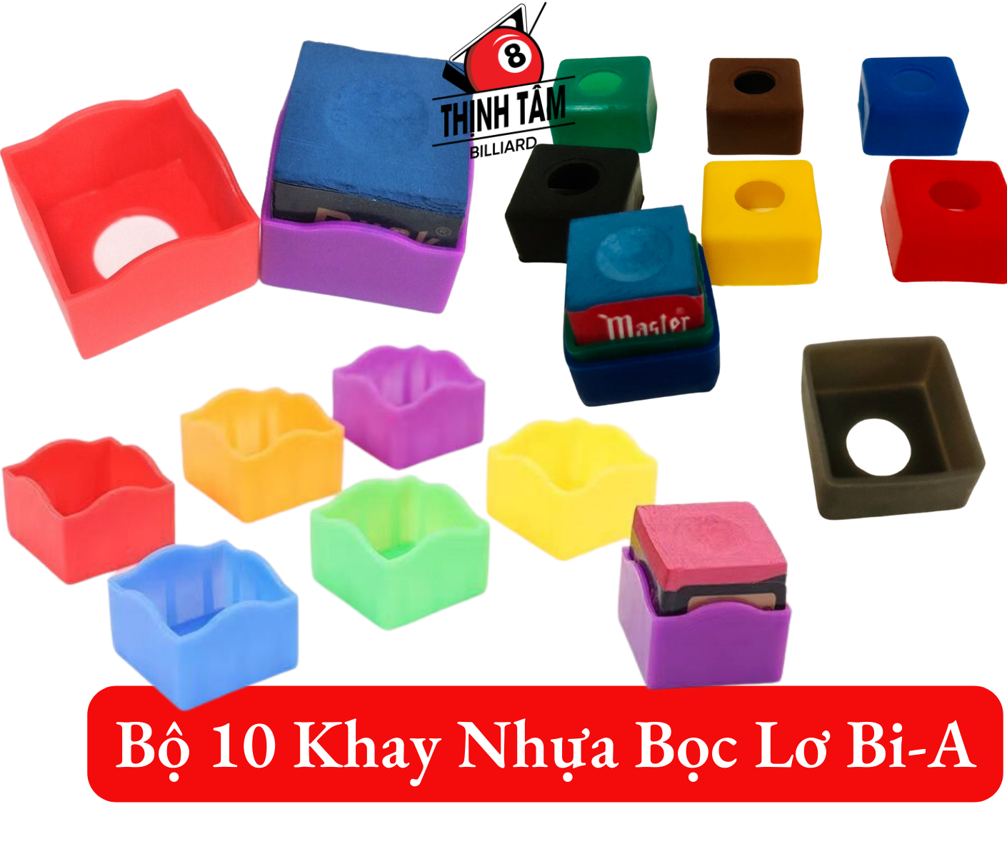 Bộ 10 khay nhựa dẻo bọc bảo vệ lơ bida, bi-a clb