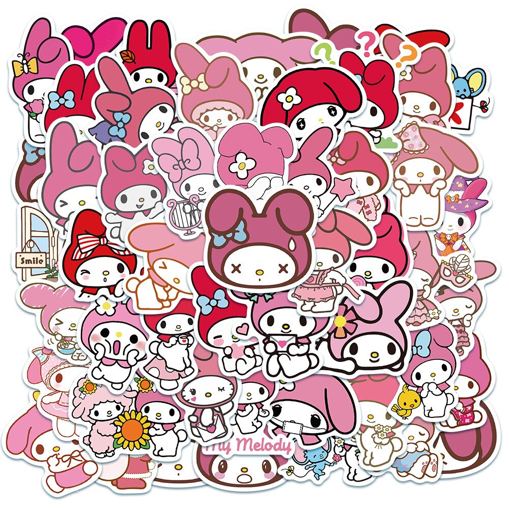 Set 50 sticker hình dán Thỏ Melody chống thấm nước