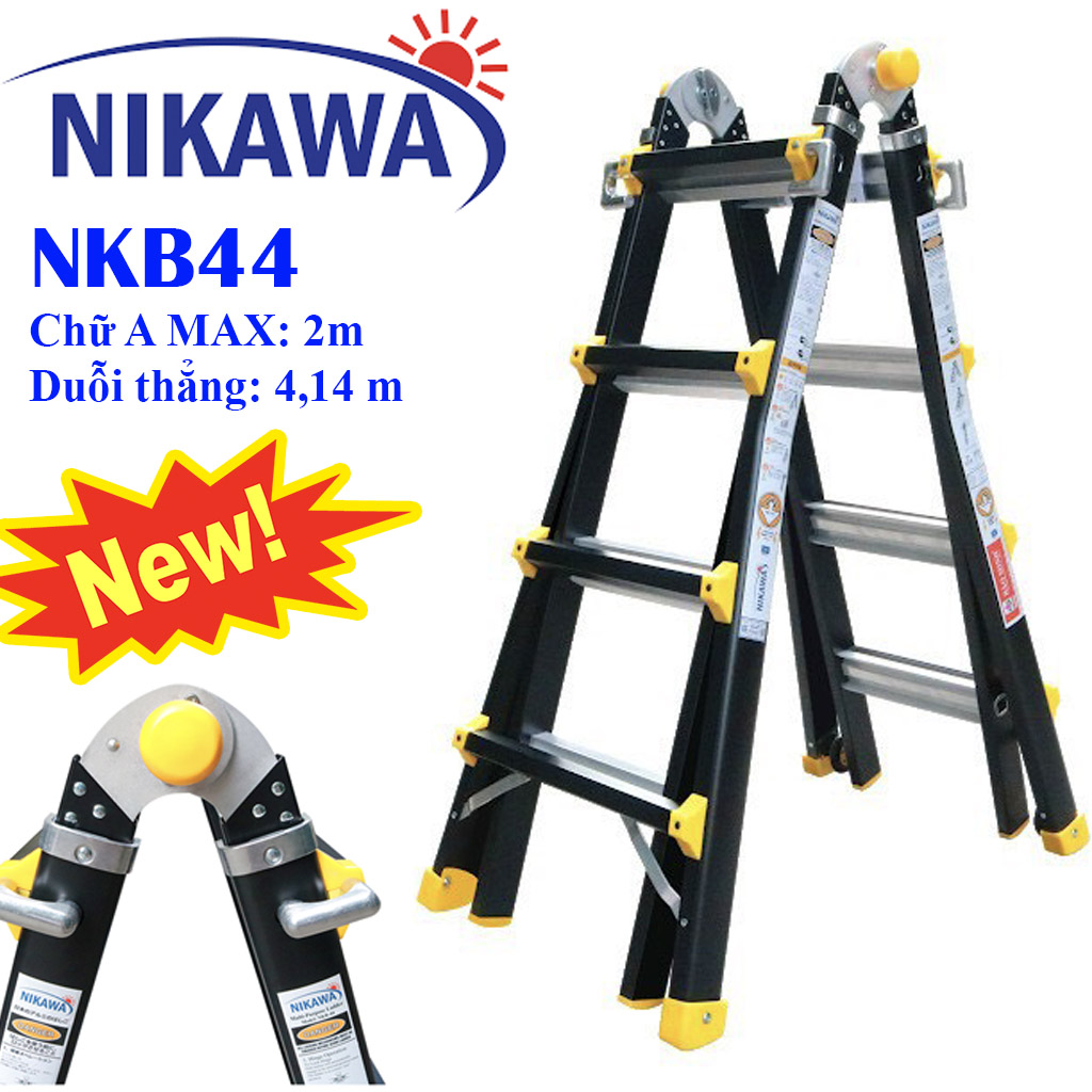 Thang nhôm gấp cao cấp Chữ a 2,12m duỗi thẳng 4,14m Nikawa NKB44 NEW