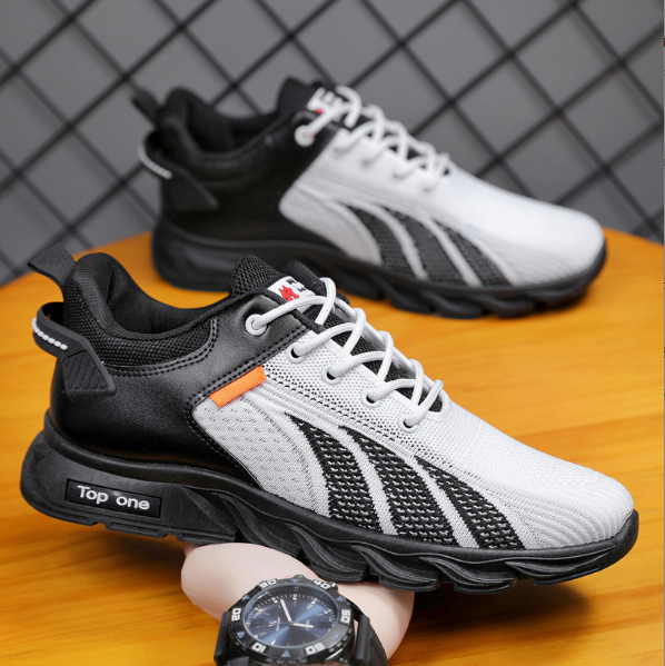 Giày thể thao nam mendo - giày sneaker màu đen trắng - đen, trẻ trung năng động - g5030