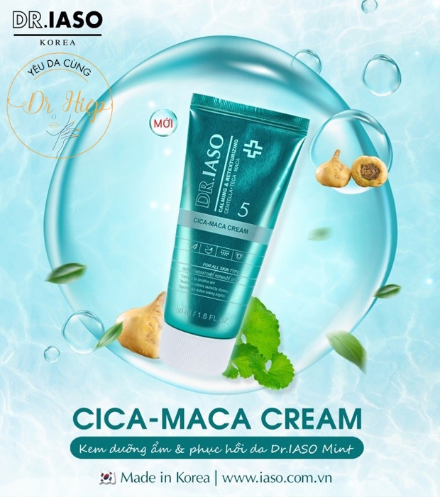 Kem dưỡng ẩm và phục hồi da dr iaso mint cica maca cream 50ml