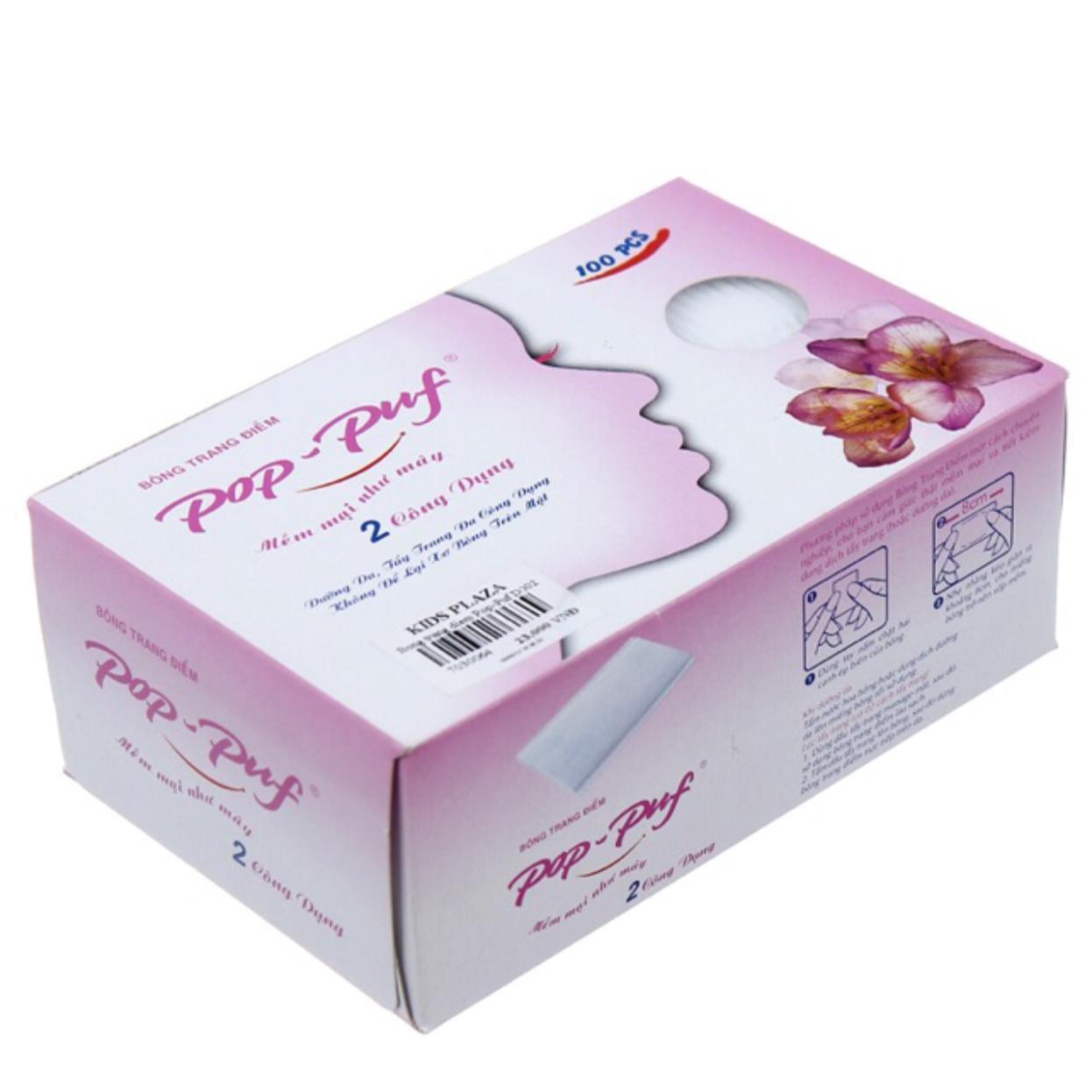 Bông tẩy trang Pop-Puf - 2 Công Dụng 100 Miếng ( Trang điểm + tẩy trang) - Shop Bán Giá Sỉ