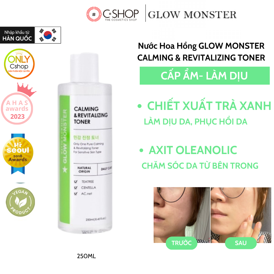 Nước hoa hồng làm dịu da Glow Monster Calming & Revitalizing Toner