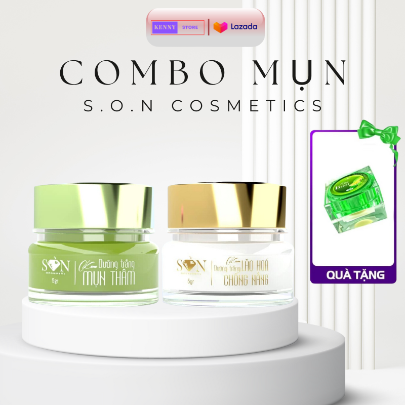 Combo kem face son nguyễn tiên mụn thâm màu xanh chính hãng - son cosmetic