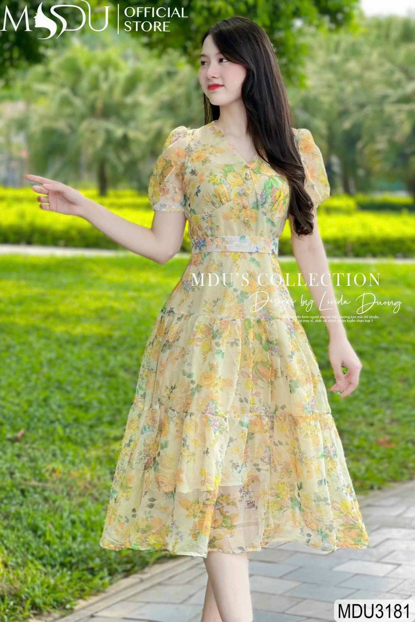 Đầm dự tiệc nữ dáng dài, cổ tim,tay ngắn siêu xinh