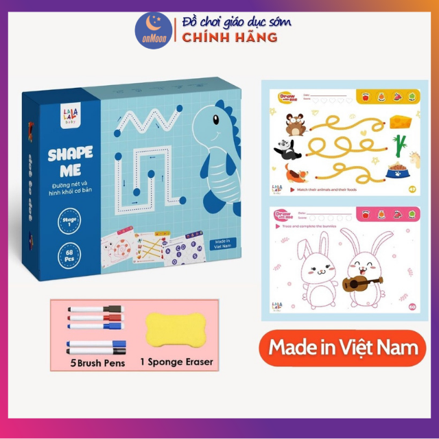Sách tập vẽ tập tô thông minh cho bé xóa được học liệu giáo dục sớm montessori made in VietNam 68 Trang