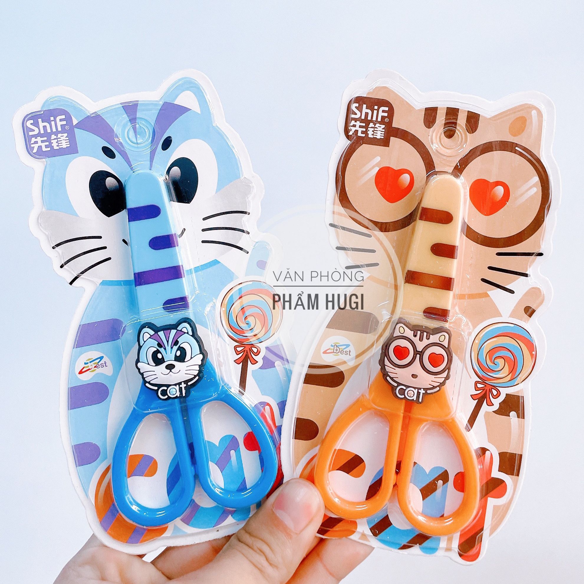 Kéo cắt giấy học sinh nghộ nghĩnh đáng yêu, có nắp đậy an toàn cho bé