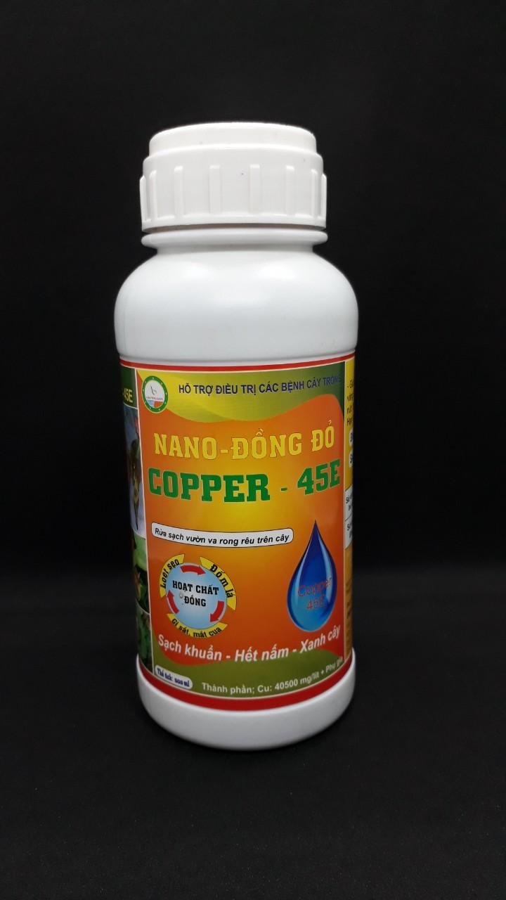 Trừ bệnh hại cây trồng Nano-Đồng đỏ Copper-45E (500ml) rửa sạch vườn và rong rêu trên cây, sạch khuẩn, hết nấm, xanh cây