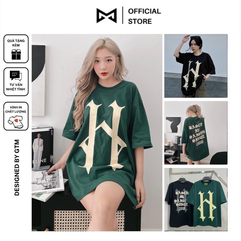 Áo thun tay lỡ hades alternative tee, áo thun chữ h tay ngắn nam nữ hades chất cotton cao cấp gtm