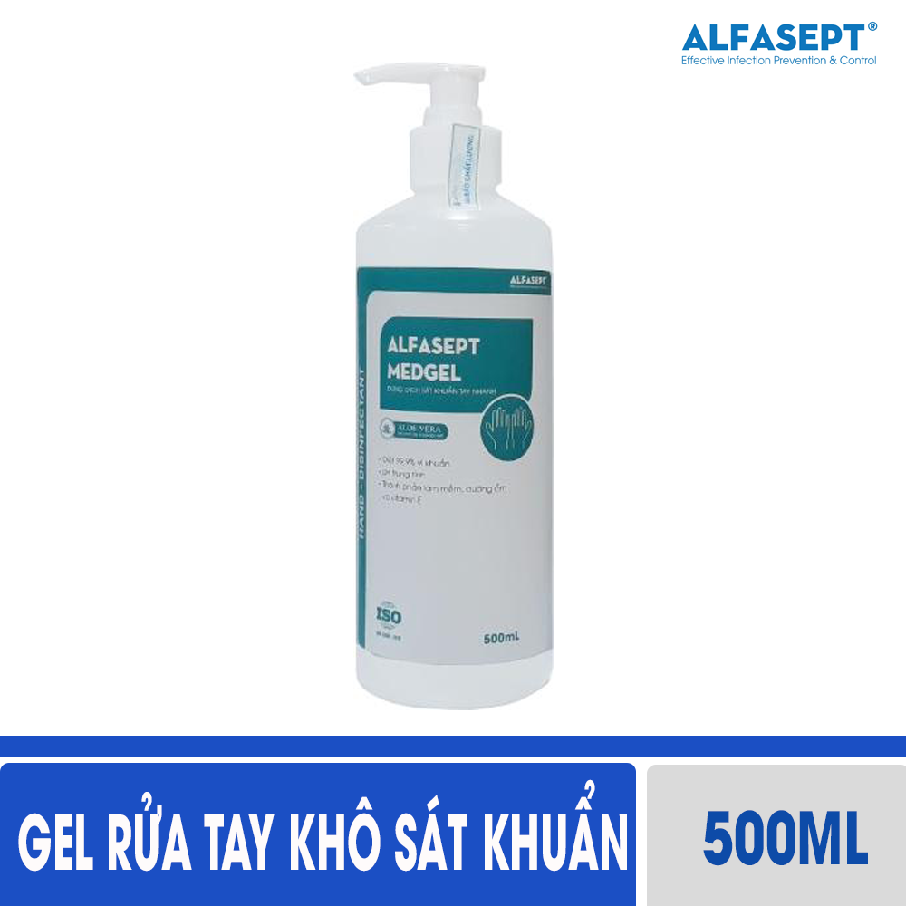Gel rửa tay nhanh sát khuẩn Alfasept Med Gel 500ml - Thế hệ mới, tăng cường dưỡng ẩm da tay