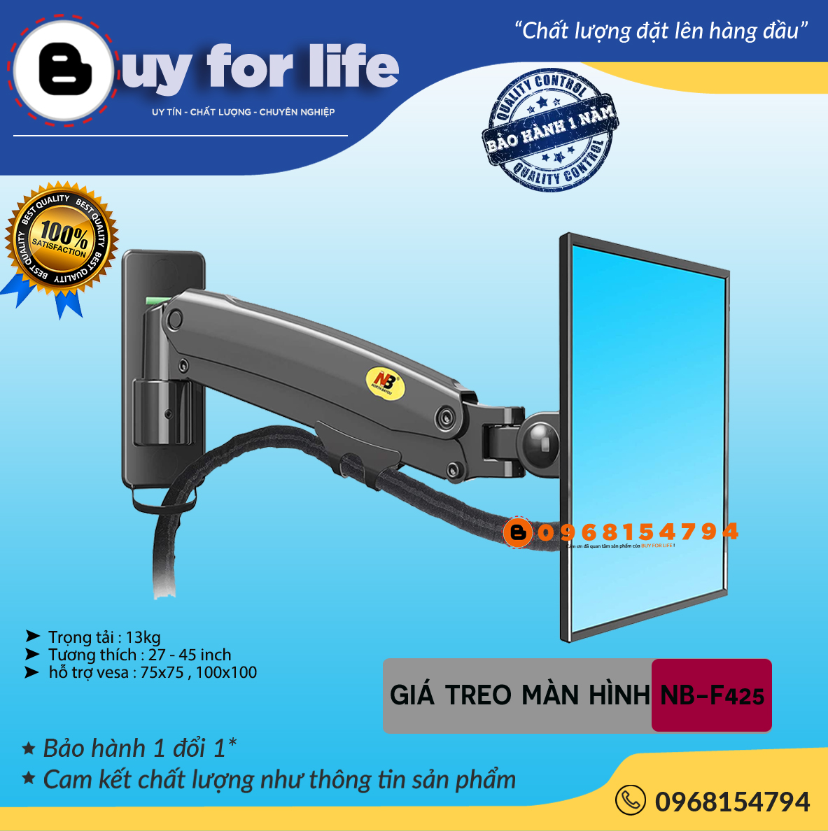 [SẢN PHẨM MỚI] Giá treo màn hình máy tính & Tivi NB F425 17 - 35 inch