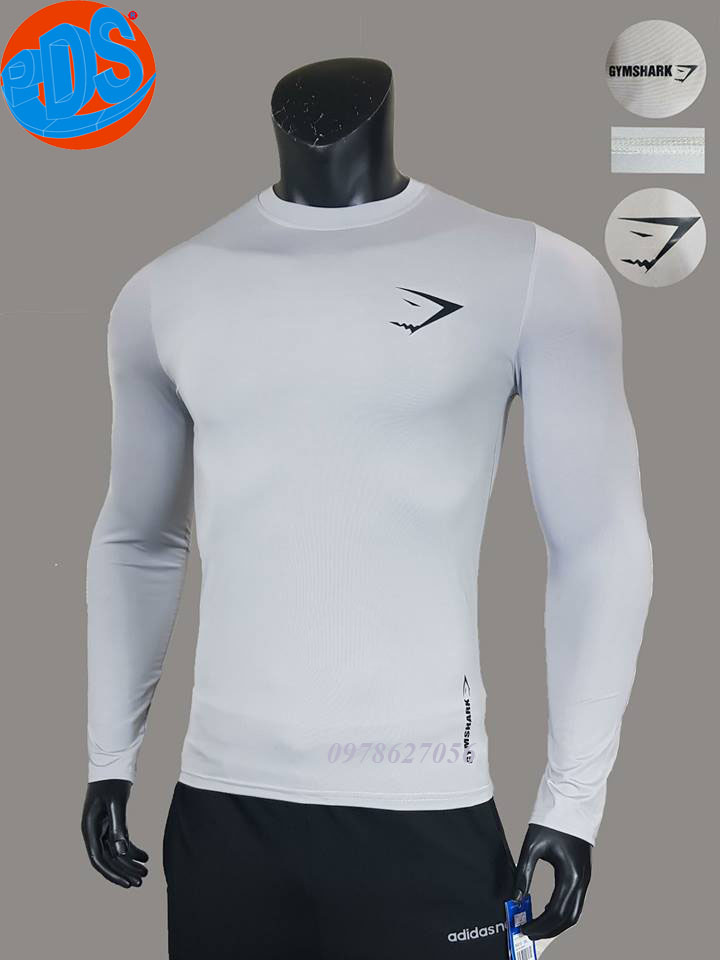 Áo giữ nhiệt Gymshark, áo thể thao mùa đông lót trong đá bóng logo cá mập