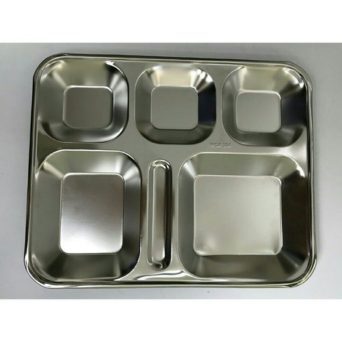 Khay đựng cơm 4 ngăn inox sáng bóng cao cấp KDC01- phục vụ cho những bữa cơm văn phòng hoặc quán ăn căn tin. vat dung nha nep khay dung com
