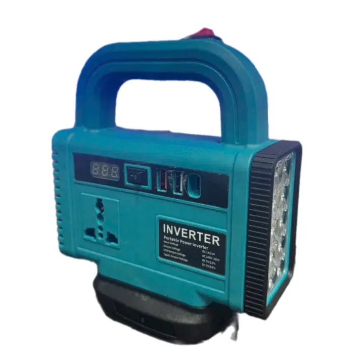 [TÍCH HỢP ĐÈN LED] Đế Chuyển Đổi Nguồn Điện Cấm Được Quạt Chuyển Từ Pin 21v lên 220v, Chân Pin Phổ Thông 4cm
