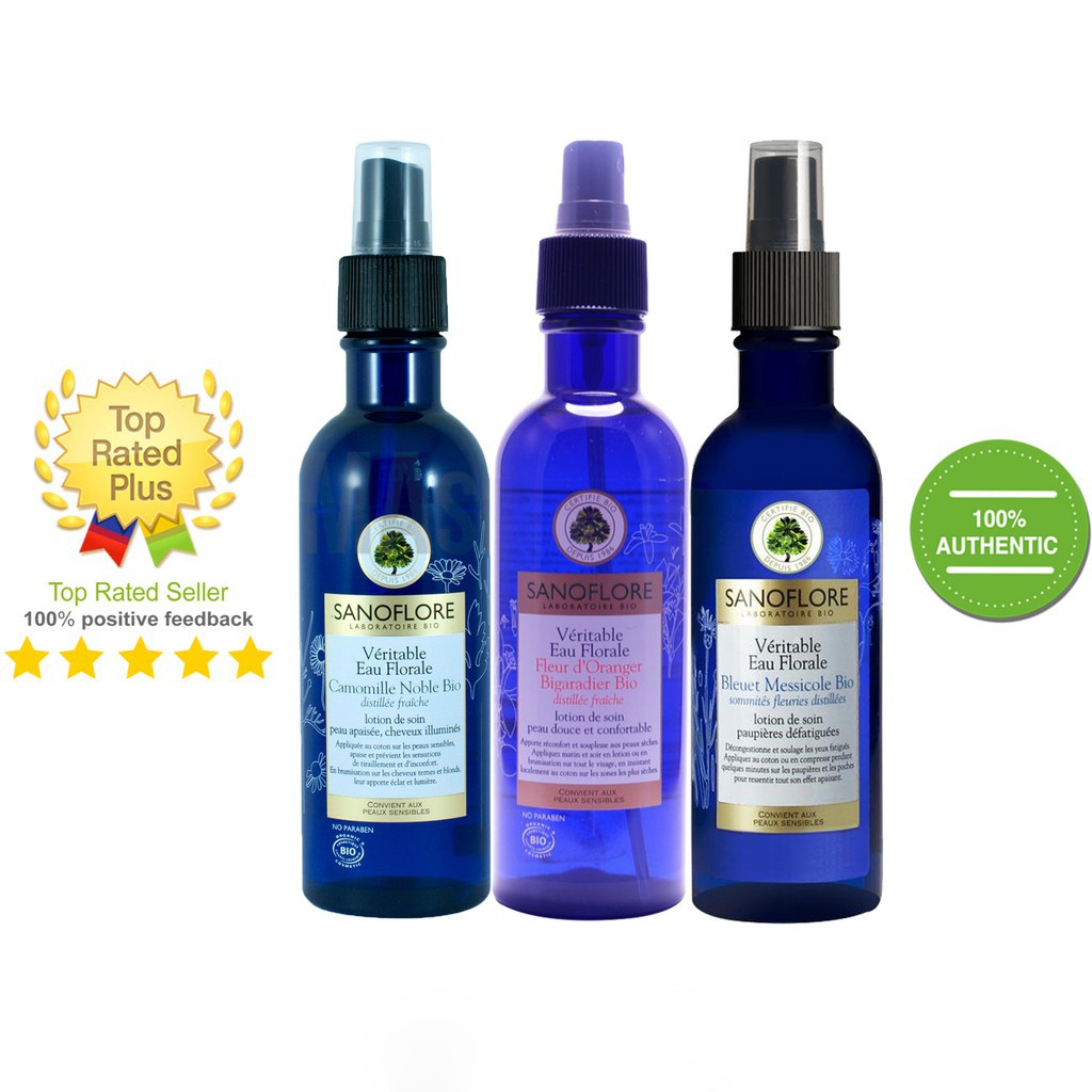 Nước hoa hồng Sanoflore Organic Toner Từ Hoa Thanh Cúc/ Xa cúc lam, Hoa Cam Đắng, Cúc La Mã