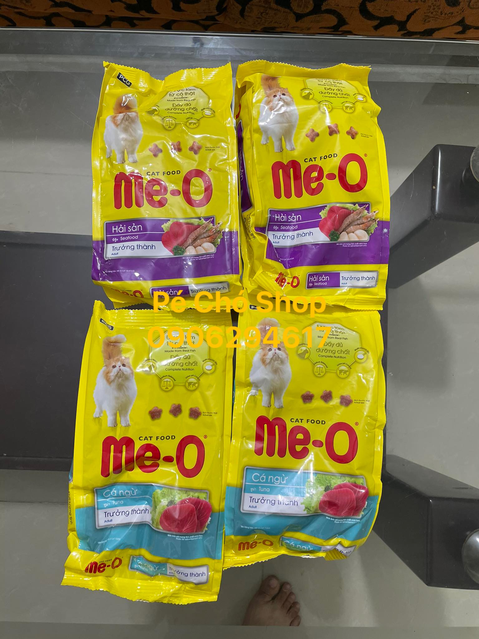 [HCM]Combo 4 goi Thức Ăn mèo Me-O Adult 350g/gói