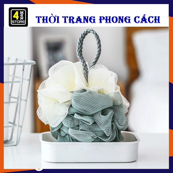Set 5 bông tắm tròn cao cấp phối 2 màu loại vừa siêu chắc chắn - bông tắm tròn tạo bọt giúp dưỡng ẩm và mát xat da