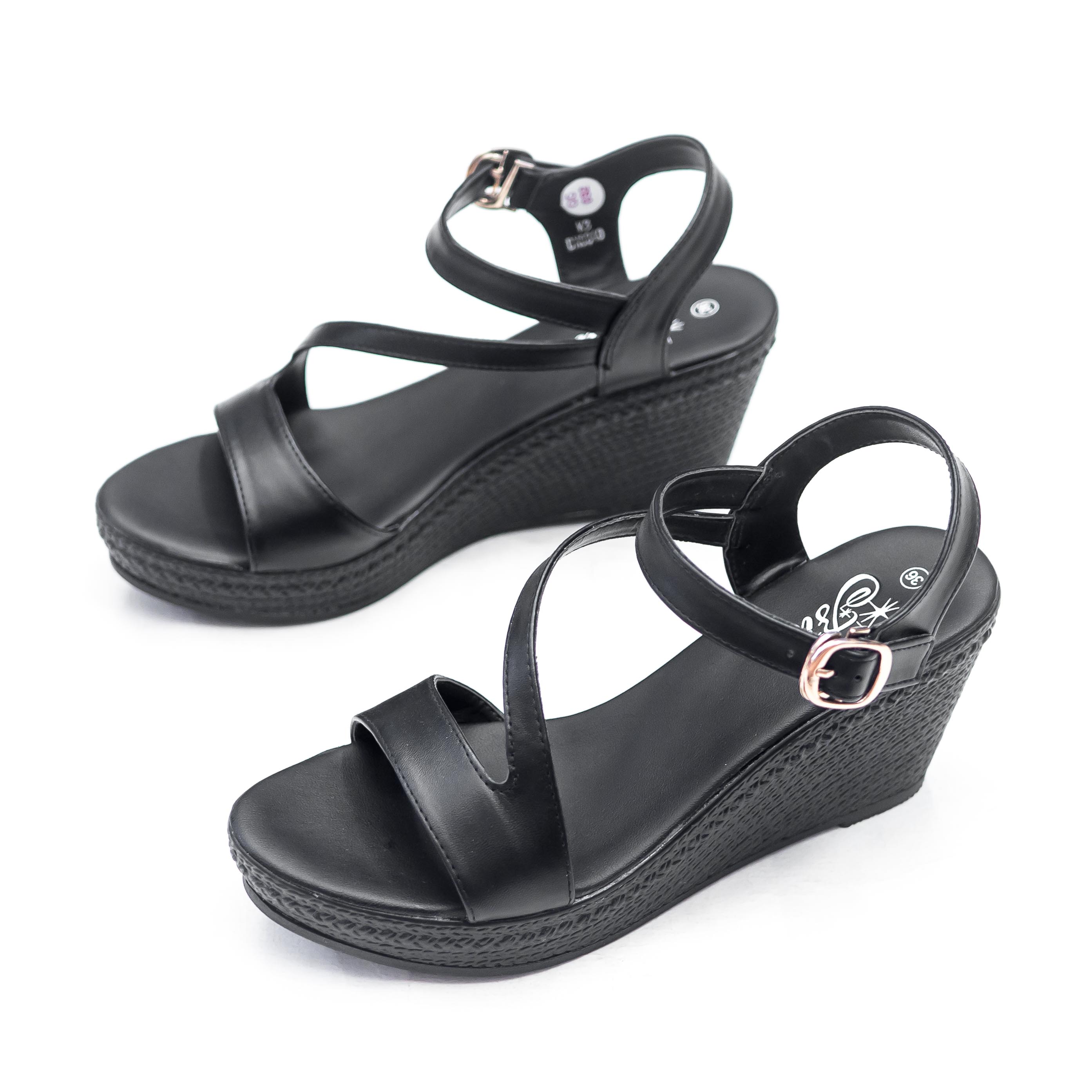 [HOÀN XU] GIÀY SANDAL QUAI HẬU NỮ BITI'S ĐẾ XUỒNG CAO GÓT 7CM THỜI TRANG BPW001188 (ĐEN) - BITIS