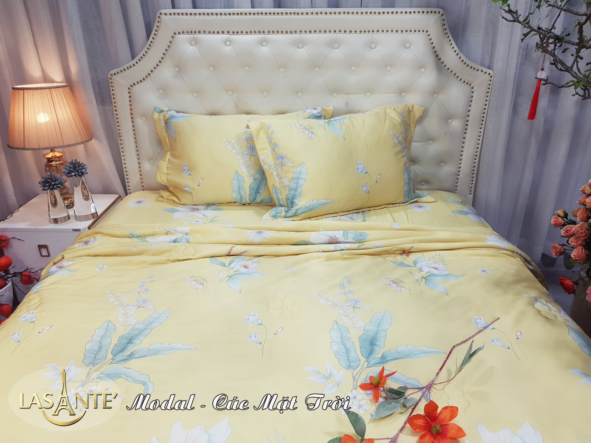 Bộ drap bọc & chăn chần lụa modal 200x220