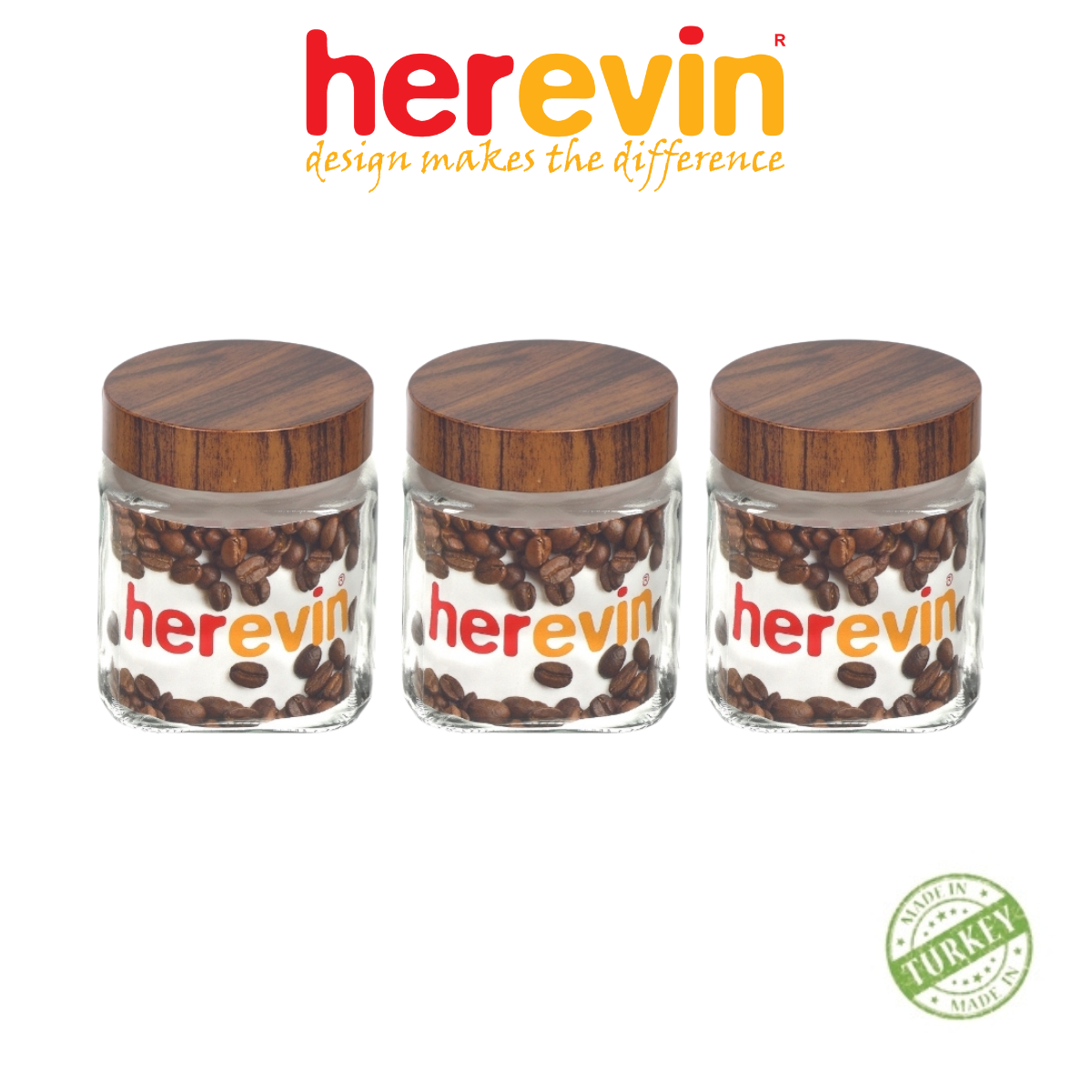 Hũ thủy tinh herevin vuông nắp woody 1l - hehu231010-205