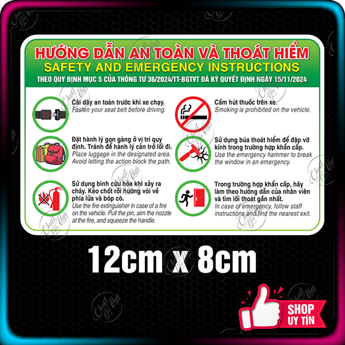 36/2024/tt-bgtvt road safety and seal circular car travel contract warning decal Giá 37,000 Đồng*Miễn phí vận chuyển