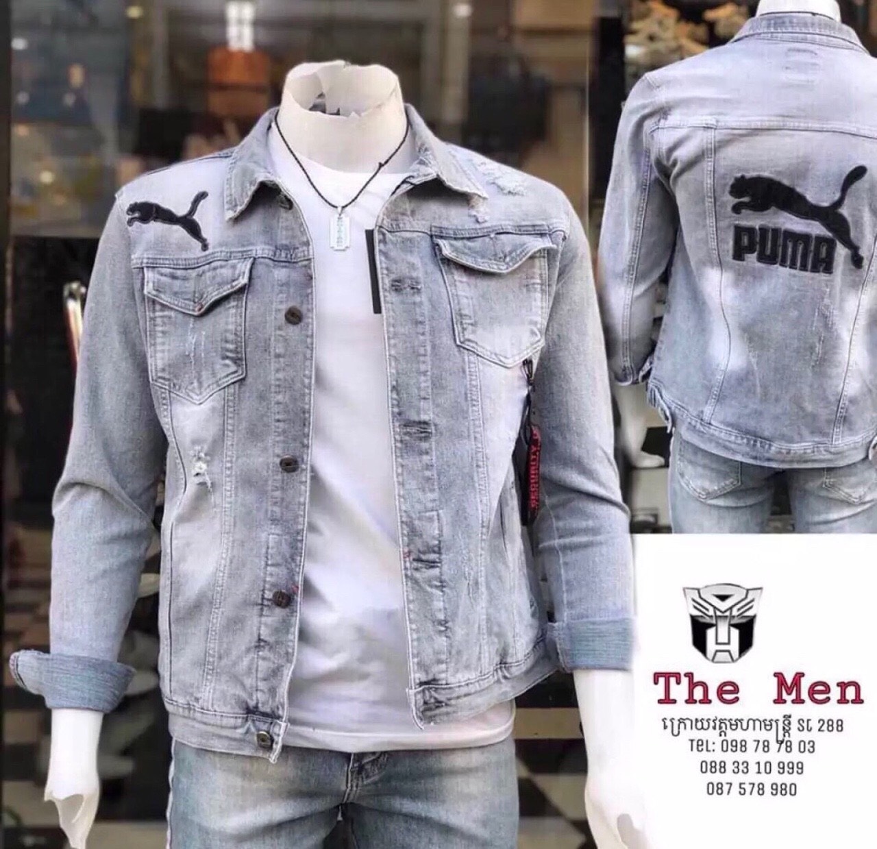 [HCM]Áo khoác jean nam rách nhẹ in thêu hình puma nổi bật cá tính sang chảnh cao cấp