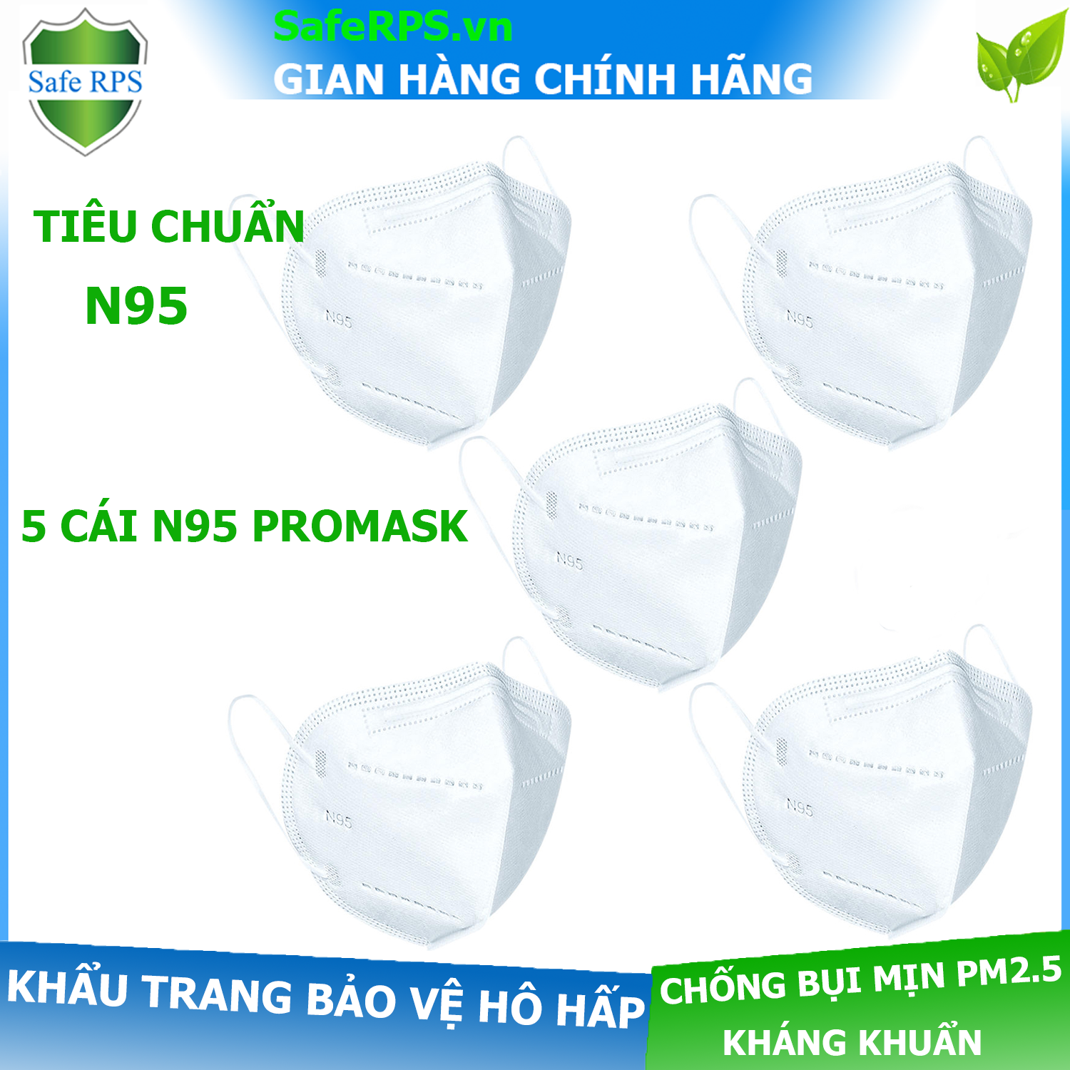 5 Khẩu trang N95 ProMask cao cấp , kháng khuẩn , chống bụi siêu mịn PM2.5