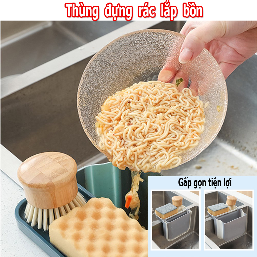 Rổ gắn bồn rửa chén đựng đồ ăn dư thừa lắp lavabo bồn rửa bát giỏ treo chặn lọc thức ăn rác thải gấp gọn