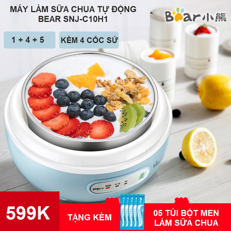 Quà Tặng Kèm Đặc Biệt - Tặng Kèm 04 Cốc Sứ - Máy Làm Sữa Chua Yogurt Tự Động Bear SNJ-C10H1 - MÁY LÀM Ủ SỮA CHUA BEAR SNJ-C10H1 Máy Làm Sữa Chua Tự Động Gia Dụng Thép Không Gỉ