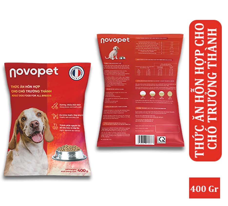 hạt chó  Thức ăn dành cho chó trưởng thành NOVOPET 400G - vị hỗn hợp