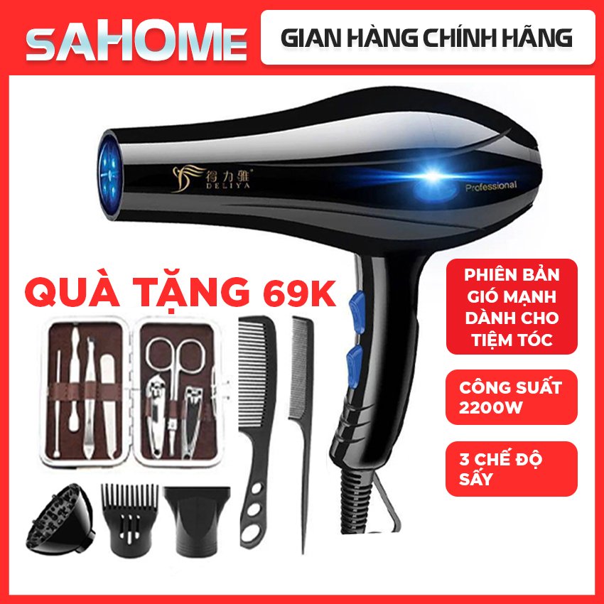 [FREESHIP+QUÀ 69K] Máy Sấy Tóc 2 Chiều Nóng Lạnh SH33 Phiên Bản Tiệm Tóc Salon Tóc Máy Sấy SHS05 Công Suất Lớn 2200W, Có Chức Năng Ánh Sáng Xanh, Tặng Kèm Phụ Kiện 6 món 69k - Sahome