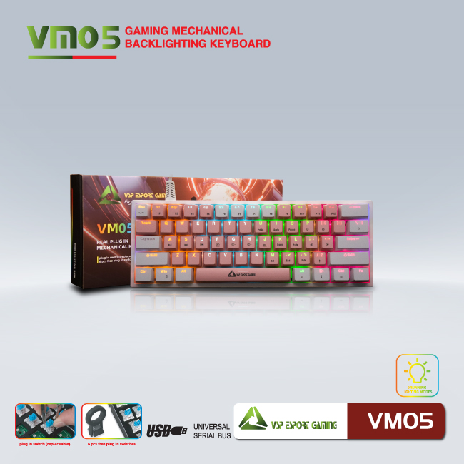 Bàn phím cơ cao cấp Gaming VSP Esport VM05