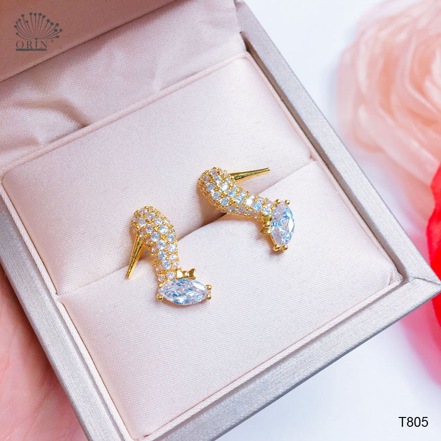 Bông tai nữ hình chiếc giày đính đá thiết kế cao cấp Orin T805 - Long Tien