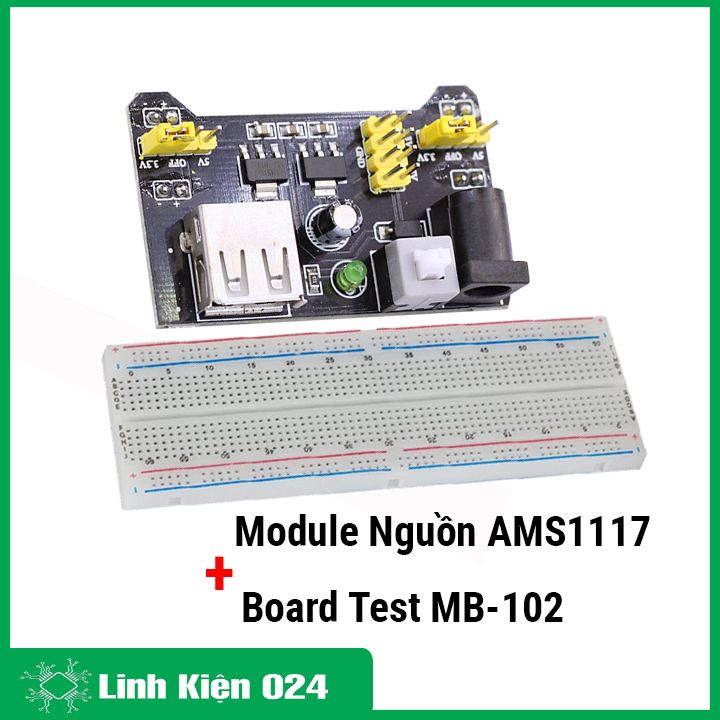 Combo module nguồn ams1117 3v3-5v và board test mb-102